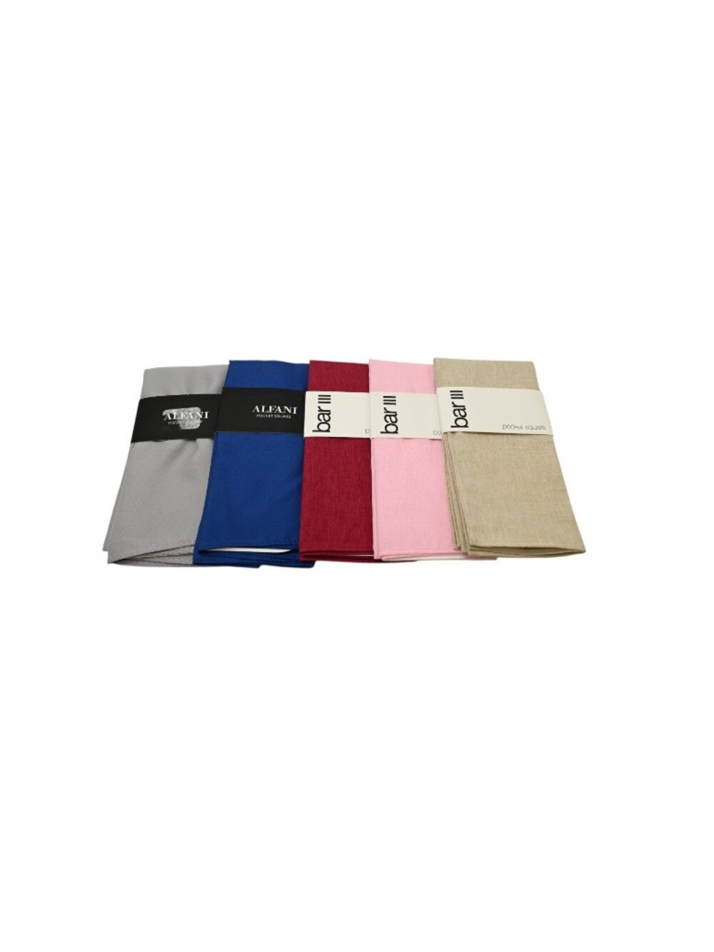 NWT Alfani & Bar III Lot of 5 Pocket Squares Pink Burgundy Khaki Blue Gray